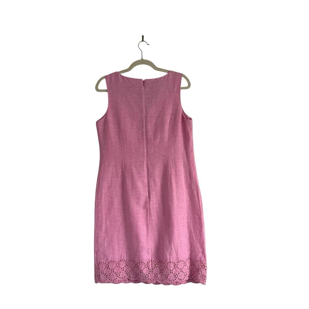 Talbots Embroidered Linen Shift Dress Eyelet Pink Size 6 Coastal Preppy Chic - Picture 4 of 9